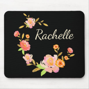 Name Giro Orange & Pink Floral Mousepad