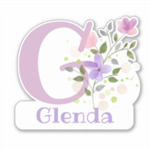 Name Glenda plus Initial mit Blumendesign