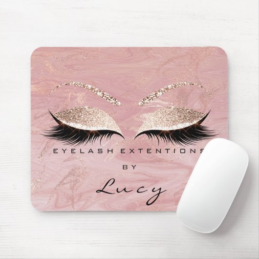 Name Glitzer Makeup Beauty Studio Lash Pink Marmor Mousepad (Mit Mouse)