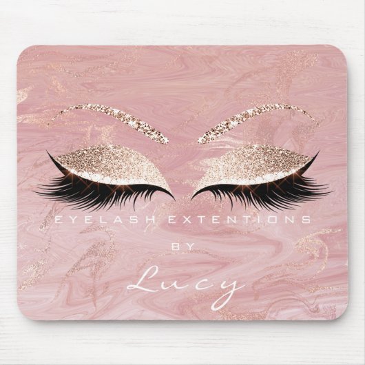 Name Glitzer Makeup Beauty Studio Lash Pink Marmor Mousepad (Vorne)