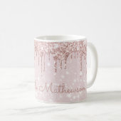 Name Glitzer Rosa Rose Gold Tropfen Hübsch Kaffeetasse (VorderseiteRechts)