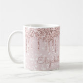 Name Glitzer Rosa Rose Gold Tropfen Hübsch Kaffeetasse (Links)