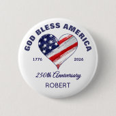 Name, God Bless America Heart Flag 2.25-in Round Button (Vorderseite)