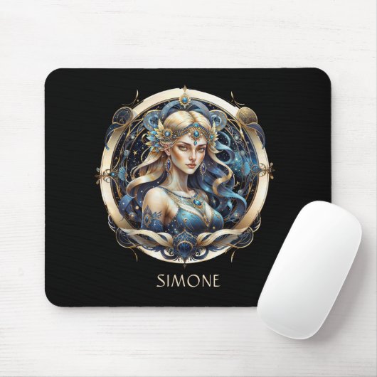 Name Gold Blue Celestial Zodiac Sun Sign Virgo Mousepad (Mit Mouse)