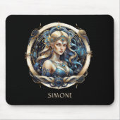 Name Gold Blue Celestial Zodiac Sun Sign Virgo Mousepad (Vorne)