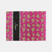Name Gold Diamant Neon Hot Pink Glitzer Fleecedecke (Vorderseite (Horizontal))