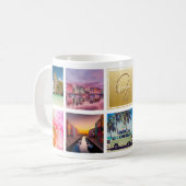 Name Gold für das Monogramm "Custom Travel Foto Co Kaffeetasse (Vorderseite Links)