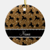 Name Gold Glitzer Pferde Stars Keramik Ornament (Vorne)