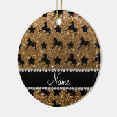 Name Gold Glitzer Pferde Stars Keramik Ornament (Links)