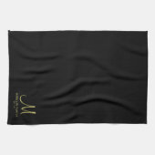Name Gold Monogramm Schwarz Personalisiert Geschirrtuch (Horizontal)