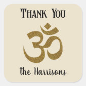 Name. Gold Om Symbol 3-in Danke-Aufkleber Quadratischer Aufkleber (Vorderseite)