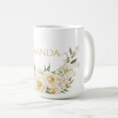 Name Gold & White Blume anpassen Kaffeetasse (VorderseiteRechts)