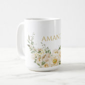 Name Gold & White Blume anpassen Kaffeetasse (Vorderseite Links)