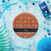 Name Golddiamant Neonorange Glitzer Pappteller (Party)