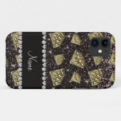 Name Golddiamant schwarzer Glitzer Case-Mate iPhone Hülle (Rückseite (Horizontal))