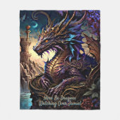 Name Goldener Drache mit Tower hinzufügen Fleecedecke (Vorderseite)
