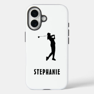 Name Golfspielerin Schwarz-weiße Golfer iPhone 16 Hülle