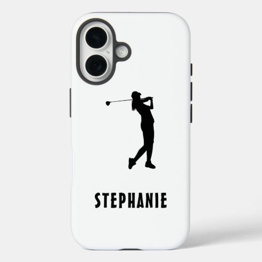 Name Golfspielerin Schwarz-weiße Golfer Case-Mate iPhone Hülle (Rückseite)