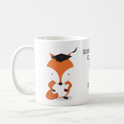 Name Grad Cap Fox Abschluss Kaffeetasse (Links)