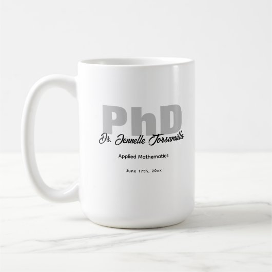 Name Graduate Keepake PhD Kaffeetasse (Links)