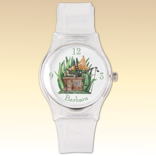 Name, Gramophone Märchen Cottage Klar Silikon Armbanduhr