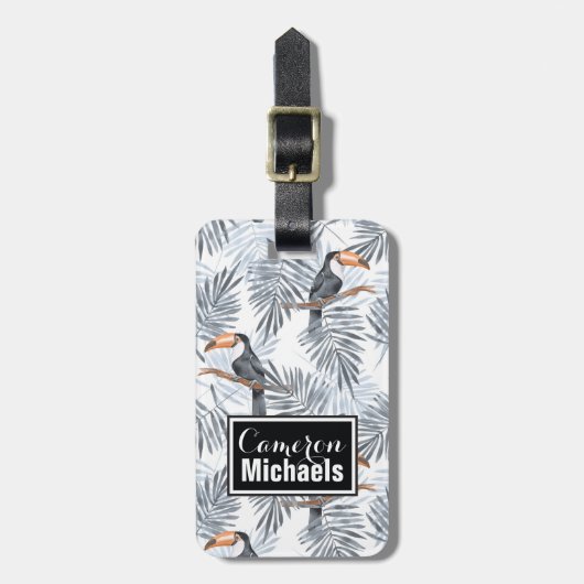 Name-Grau Toucan Gepäckanhänger (Vorderseite vertikal)