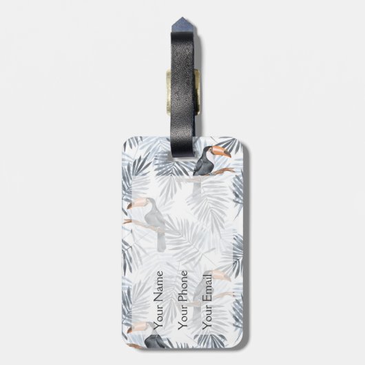 Name-Grau Toucan Gepäckanhänger (Rückseite vertikal)