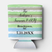 Name Graue grüne blaue Watecolor Streifen Dosenkühler (Rückseite)