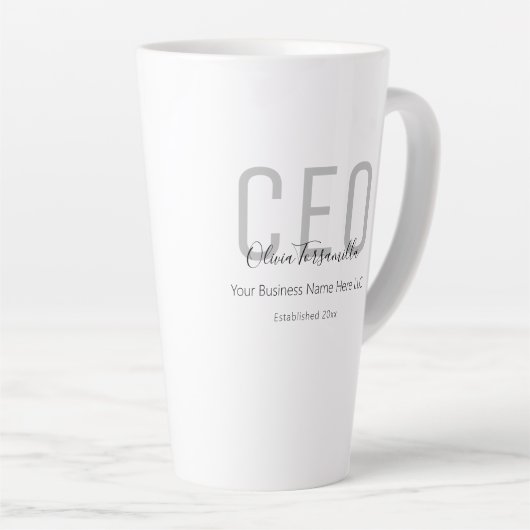 Name Gray Black CEO Latte Tasse (Rechte Ecke)