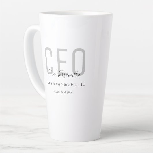 Name Gray Black CEO Latte Tasse (Linke Ecke)