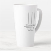 Name Gray Monogram Latte Tasse (Rechte Ecke)