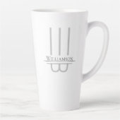 Name Gray Monogram Latte Tasse (Rechts)