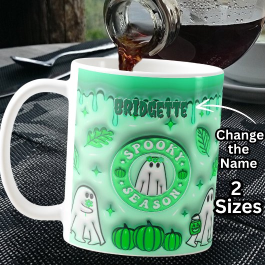 Name Green 3D-Effekt Halloween Ghost Spooky Jahres Kaffeetasse