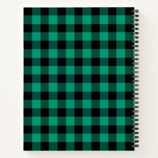 Name Green & Black Karos Kariert Gingham Pattern Notizblock (Rückseite)