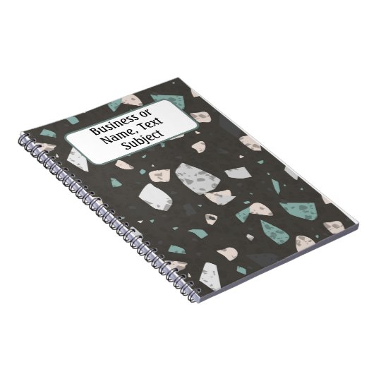 Name, Green & Earth Tone Chips Terrazzo Muster Notizblock (Rechte Seite)