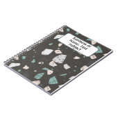 Name, Green & Earth Tone Chips Terrazzo Muster Notizblock (Linke Seite)