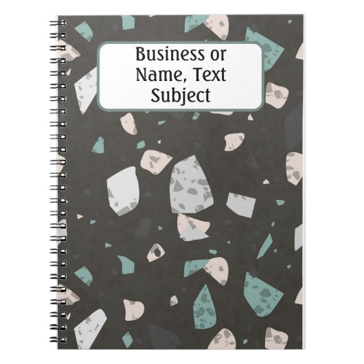 Name, Green & Earth Tone Chips Terrazzo Muster Notizblock (Vorderseite)