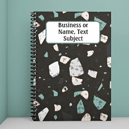 Name, Green & Earth Tone Chips Terrazzo Muster Notizblock