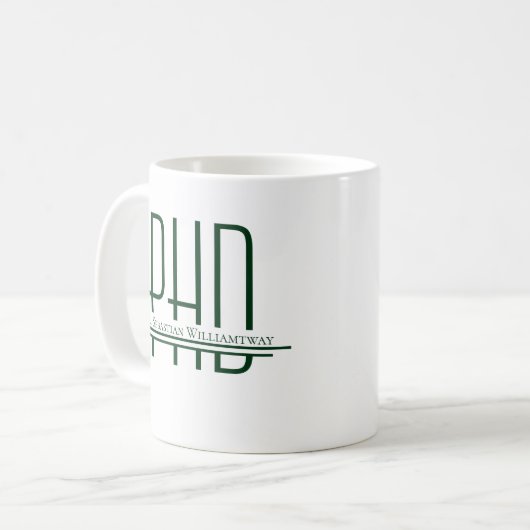 Name Green PhD Kaffeetasse (Vorderseite Links)