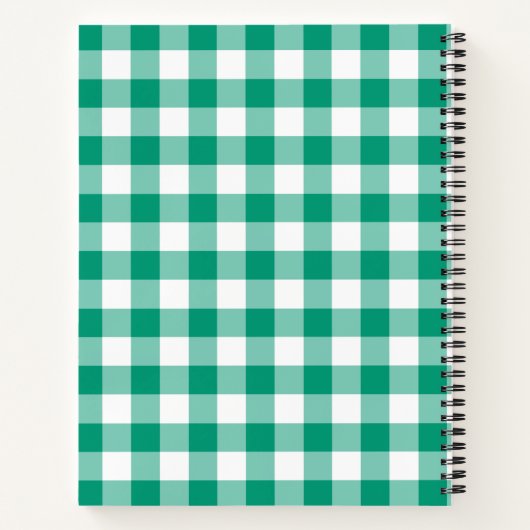 Name Green & White Gingham Checkered Pattern Edito Notizblock (Rückseite)