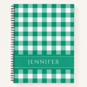 Name Green & White Gingham Checkered Pattern Edito Notizblock (Vorderseite)