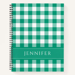 Name Green & White Gingham Checkered Pattern Edito Notizblock