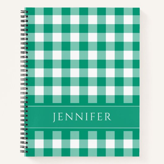 Name Green & White Gingham Checkered Pattern Edito Notizblock (Vorderseite)