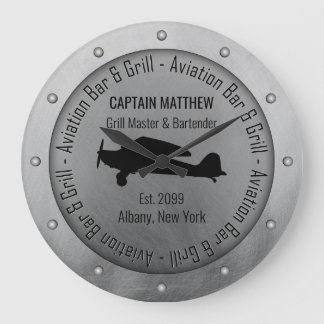 Name Grill Master Barkeeper Aviation Bar & Grill Große Wanduhr