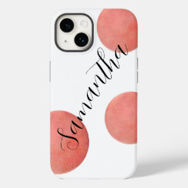 Name Große Rose Gold Watercolor Polka Dots Case-Mate iPhone 14 Hülle
