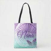 Name Großmutter Lila Swirl & Butterfly ändern Tasche (Vorderseite)