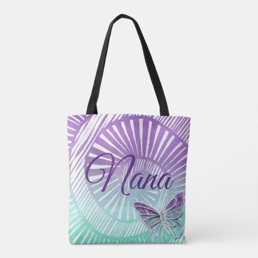 Name Großmutter Lila Swirl & Butterfly ändern Tasche (Rückseite)