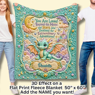 Name Grün Baby Drache 3D Effekt hinzufügen  Fleecedecke