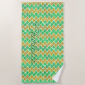 Name Grün & Gold Mermaid Strandtuch hinzufügen (Vorderseite)