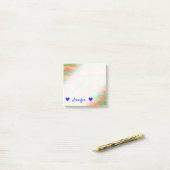 Name + Grün, rotes Aquarell Ähnliches abstraktes Post-it Klebezettel (Auf Schreibtisch)